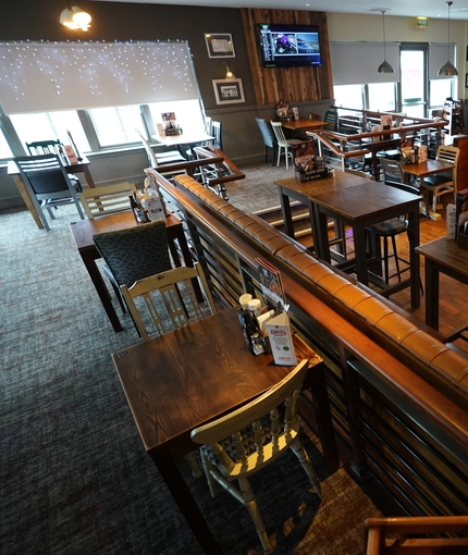 interior of the restaurant with seating area