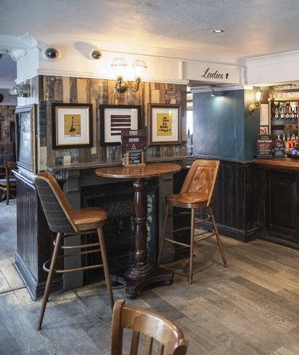 interior seating area and bar