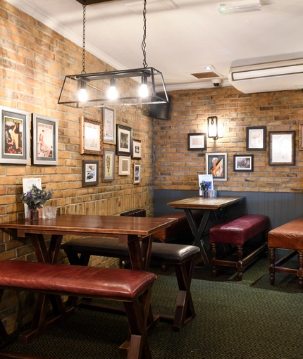 Internal seating area in a pub restaurant