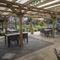 exterior beer garden with seating area