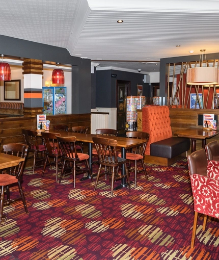 interior of the restaurant and seating area