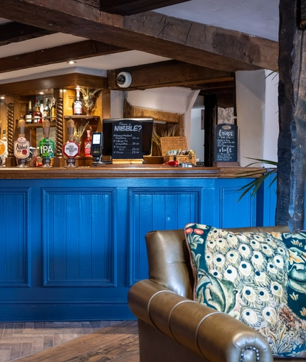 The interior bar area at the Crown Inn.