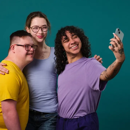 A group of people taking a photo together