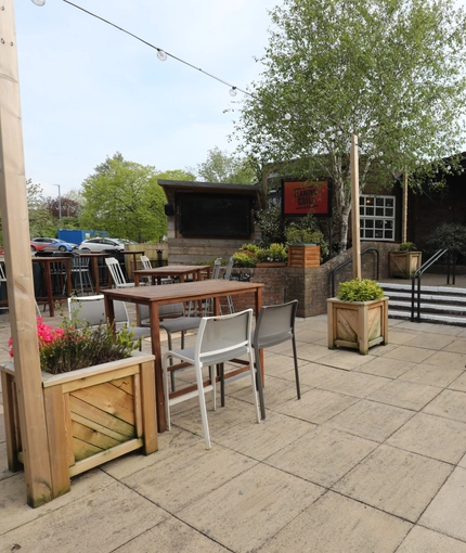 Beer garden outside of a pub