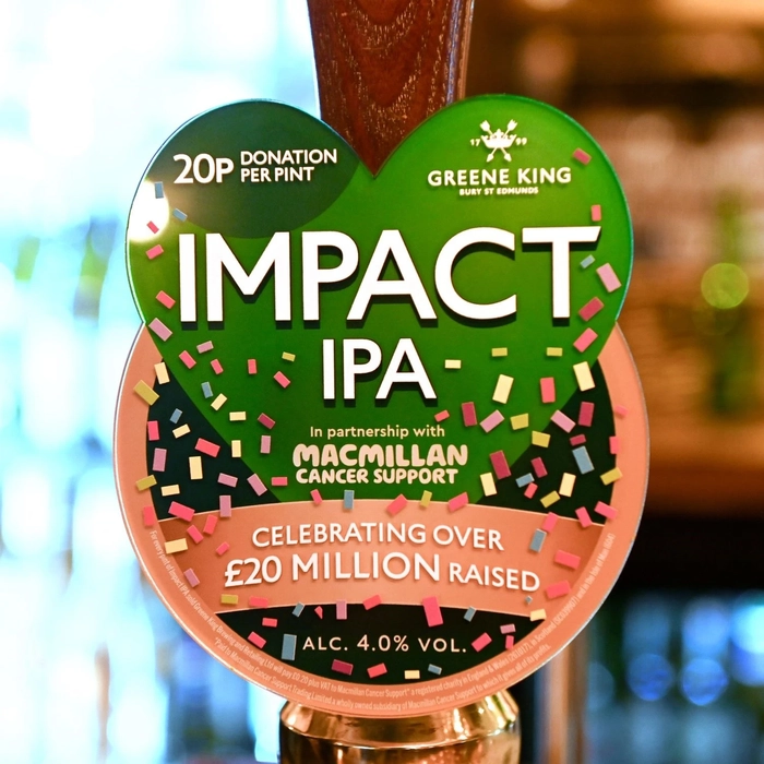 Impact IPA font on a bar