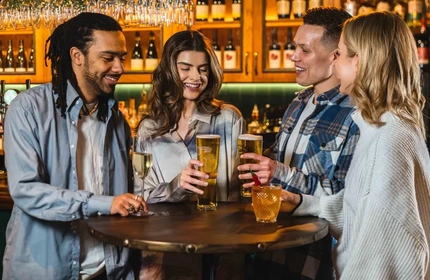 Guests having drinks in the pub