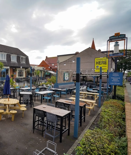 Beer garden outside of a pub