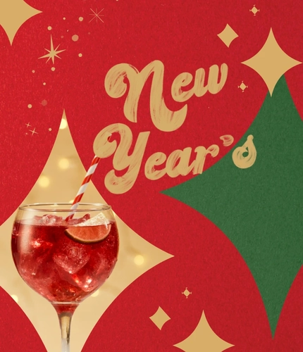 A graphic promoting New Year's celebrations at Farmhouse Inns.