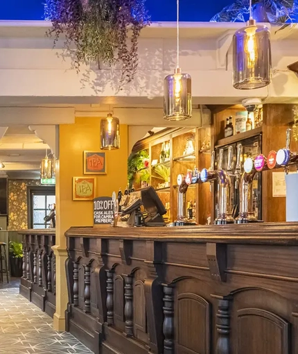 interior seating area and bar