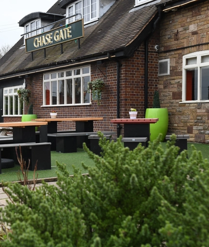 Beer garden outside of a pub