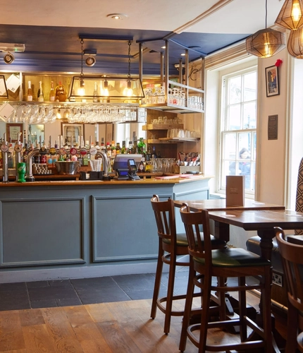 interior restaurant, seating area and bar