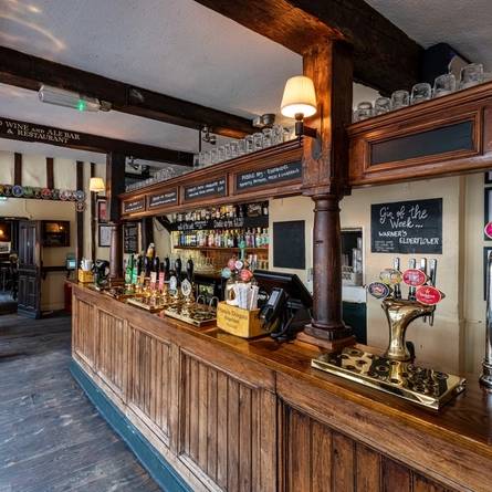 The bar inside The George in Southwark.