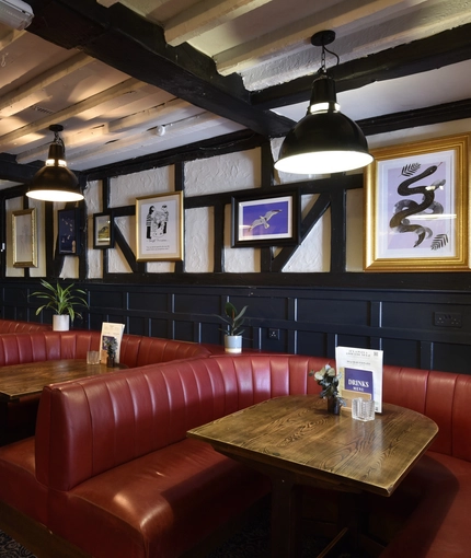 Internal seating area in a pub restaurant