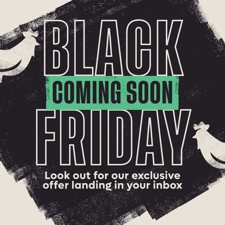 A Banner promoting 'Black Friday Coming Soon' at Flaming Grill venues.