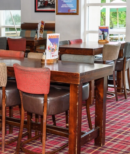 Interior dining area of a pub.