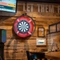 The interior pub games area with dart board at the Man of Gwent.