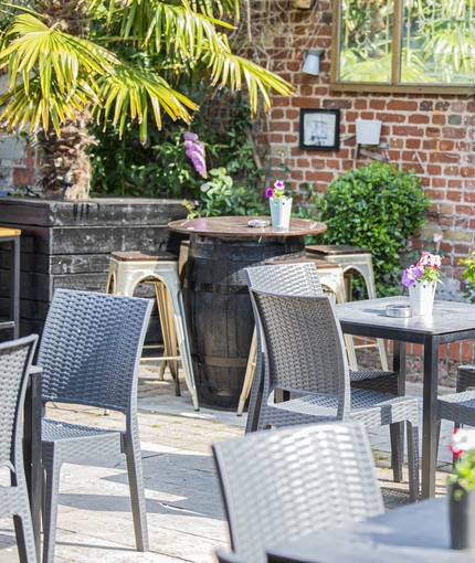 Beer garden outside of a pub