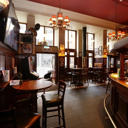 The interior bar and restaurant seating area at The Rhoderick Dhu.