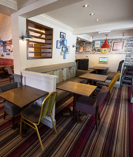 interior of the restaurant with seating area