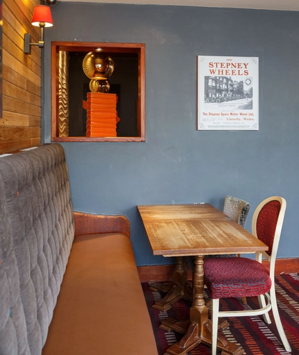 Interior dining area of a pub.