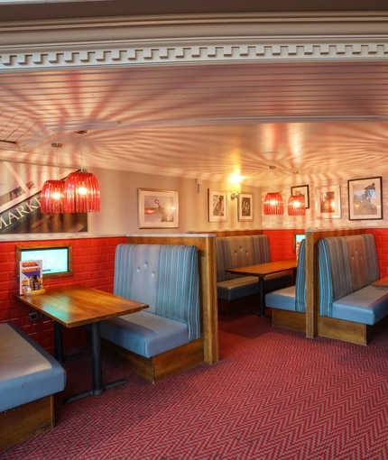 interior of the restaurant and seating area