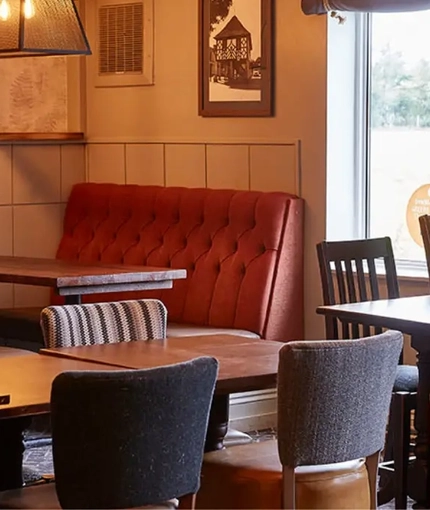 The interior seating area at The Churchill.