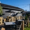 The exterior beer garden with seating area at the Lutley Oak.