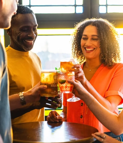 People enjoying a drink together in the pub