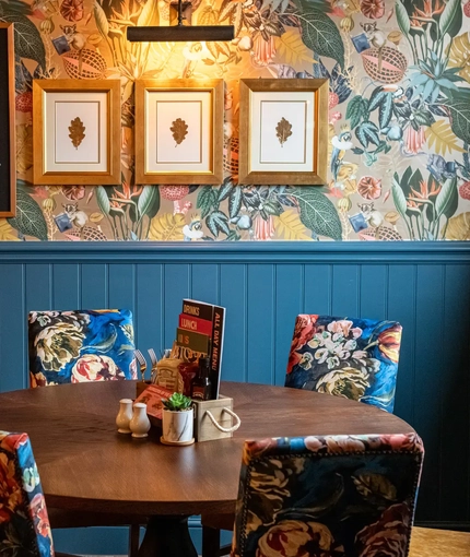 Restaurant seating area in a pub