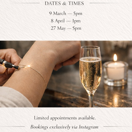 An info graphic advertising a permanent jewellery experience what's on event at The Boat.