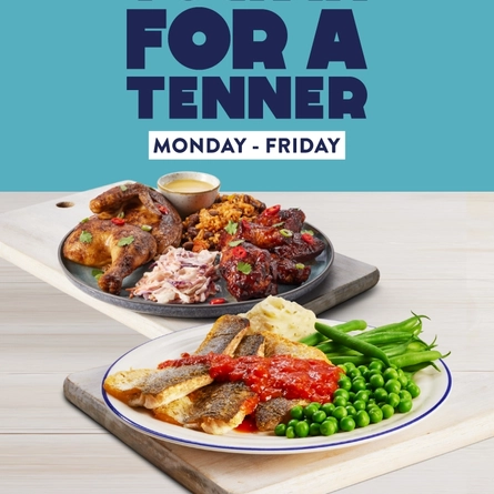 A banner promoting the Tuck in for a Tenner campaign at Hungry Horse.
