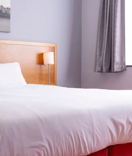 The interior hotel bedroom at the Kingstown Hotel.