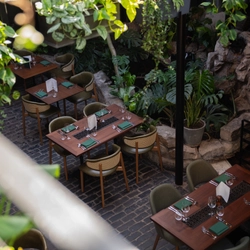 The interior restaurant and seating area at the Ubiquitous Chip.