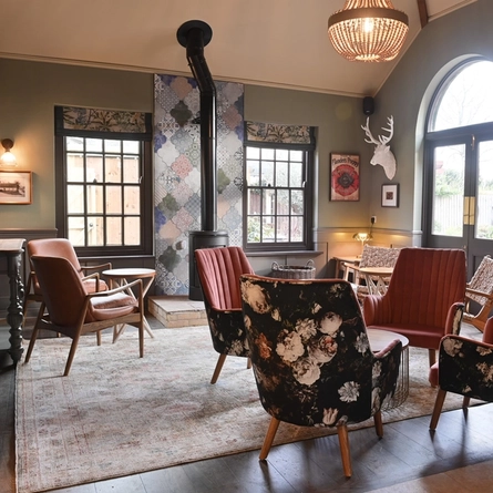 The interior restaurant and seating area at the White Hart.