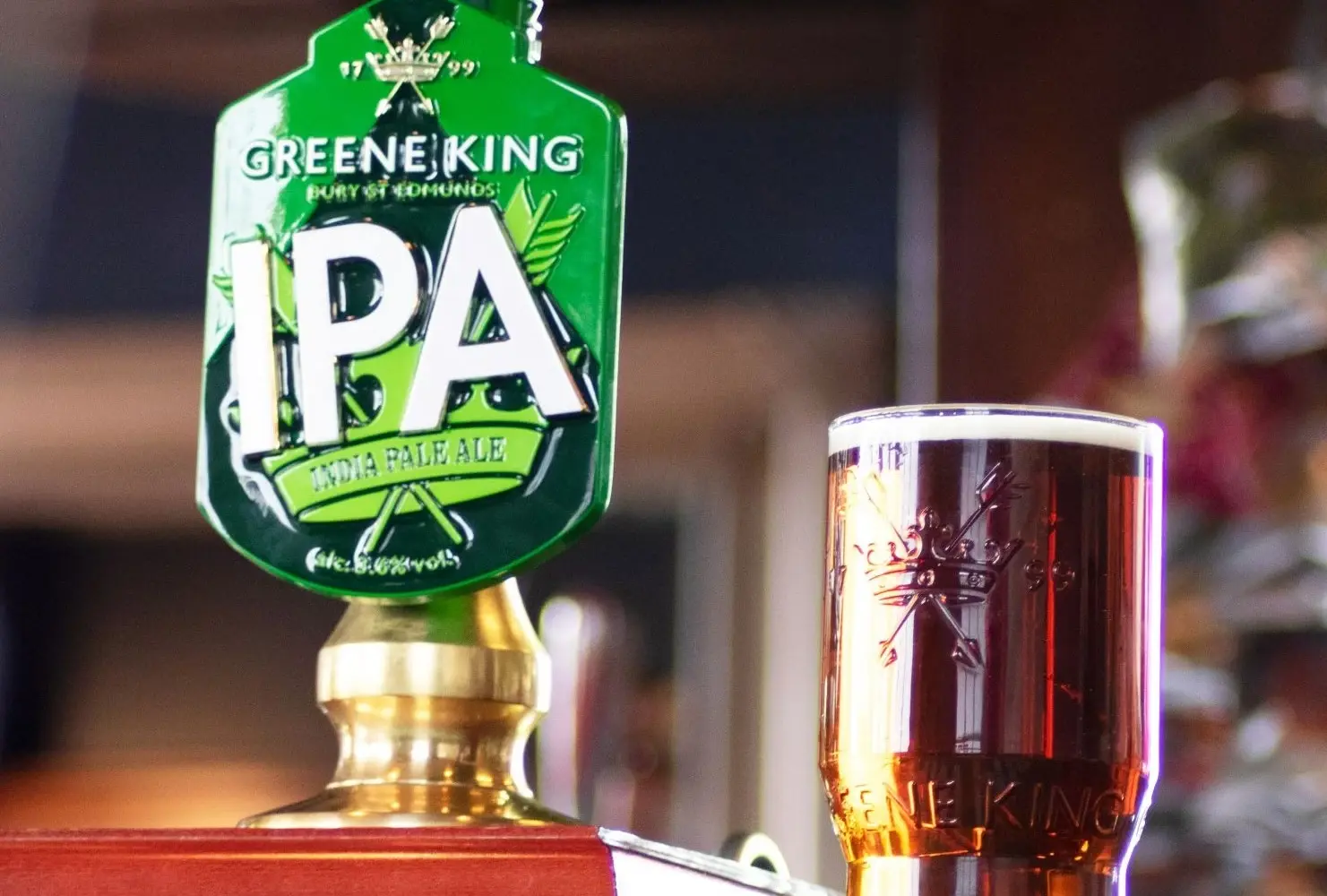 Greene King - IPA Glass and Beer Tap