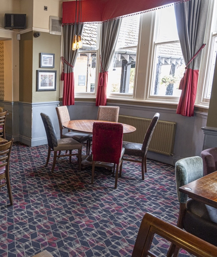 interior of the restaurant with seating area