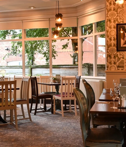 A restaurant area in a pub