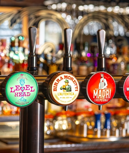 The interior bar area focusing on a selection of pump clips at the Two Brewers.
