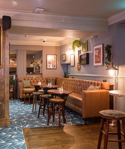 interior restaurant and seating with bar