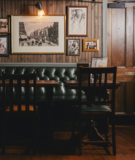 The interior restaurant and seating area at the Three Tuns.