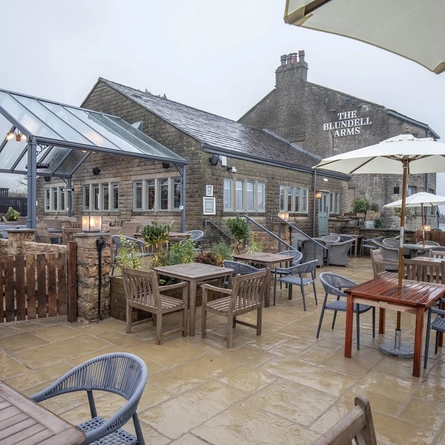 The beer garden of The Blundell Arms.