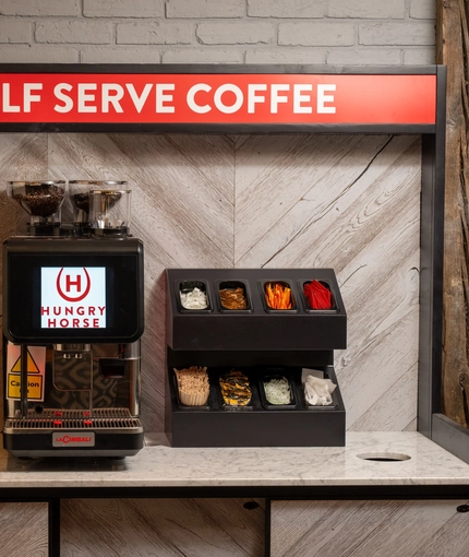 The interior self serve coffee machine at the Sussex Yeoman.