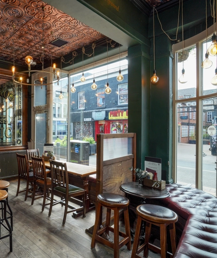 Internal seating area in a pub restaurant
