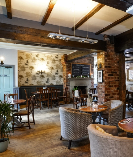 Interior restaurant and seating area