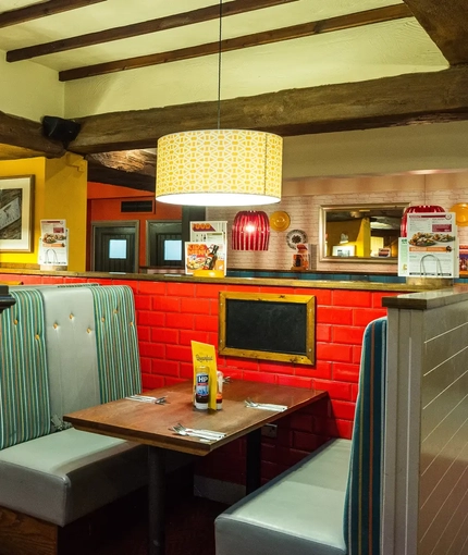 interior of the restaurant with seating area