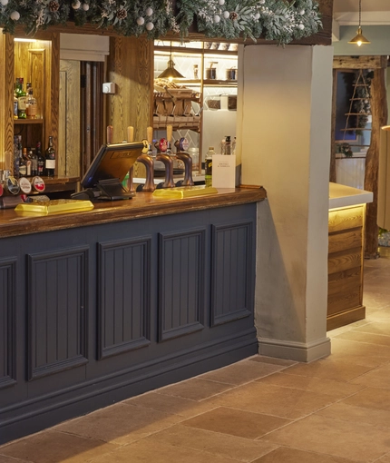 The bar inside The Castle Hotel.