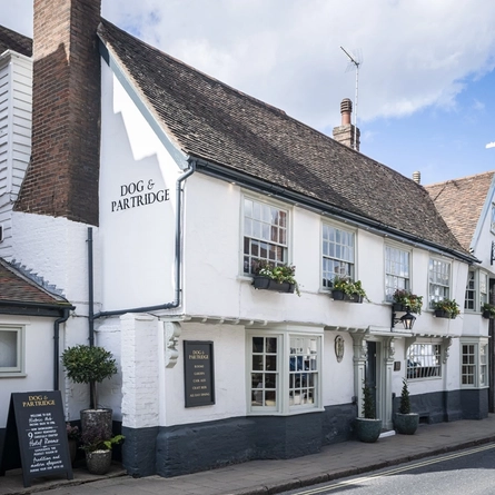 The exterior facade of The Dog and Partridge.
