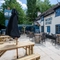 The beer garden at the Thatched Cottage.