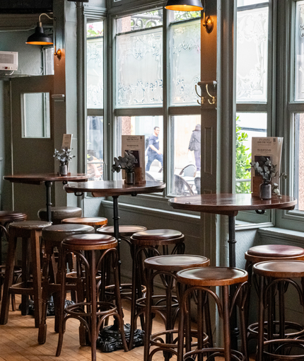 Internal seating area in a pub restaurant