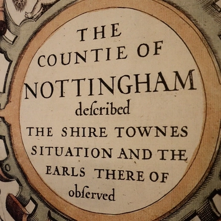Decorative sign about the 'Countie of Nottingham.'